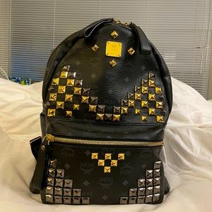 MCM Black Stark Studded Backpack